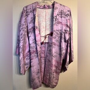 Vintage Pink and Brown Haori Kimono Jacket from Japan